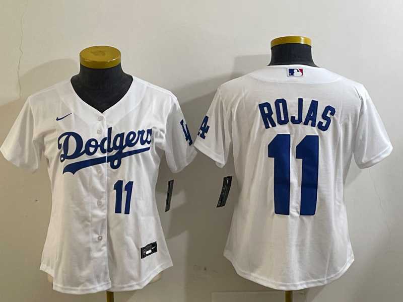 Women%27s Los Angeles Dodgers #11 Miguel Rojas Number White Cool Base Stitched Jerseys->mlb womens jerseys->MLB Jersey